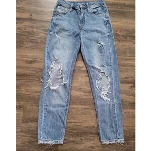 Wild‎ Fable Womens Distressed High-Rise Straight Leg Jeans Blue Size 00
